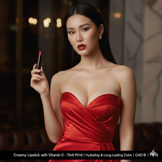 Creamy Lipstick with Vitamin E – Thrill P016 | Hydrating & Long-Lasting Color | CAD B | P016